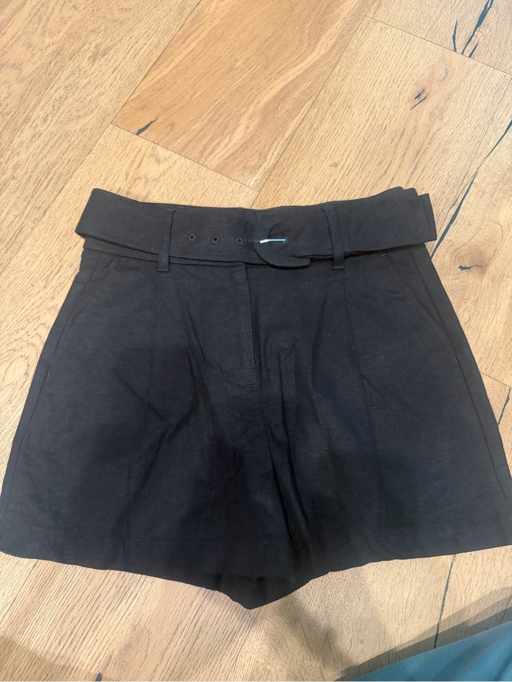 Express Black High-Waist Belted Shorts
